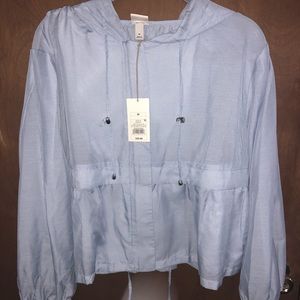 NWT andeawy light blue zip-up hoodie